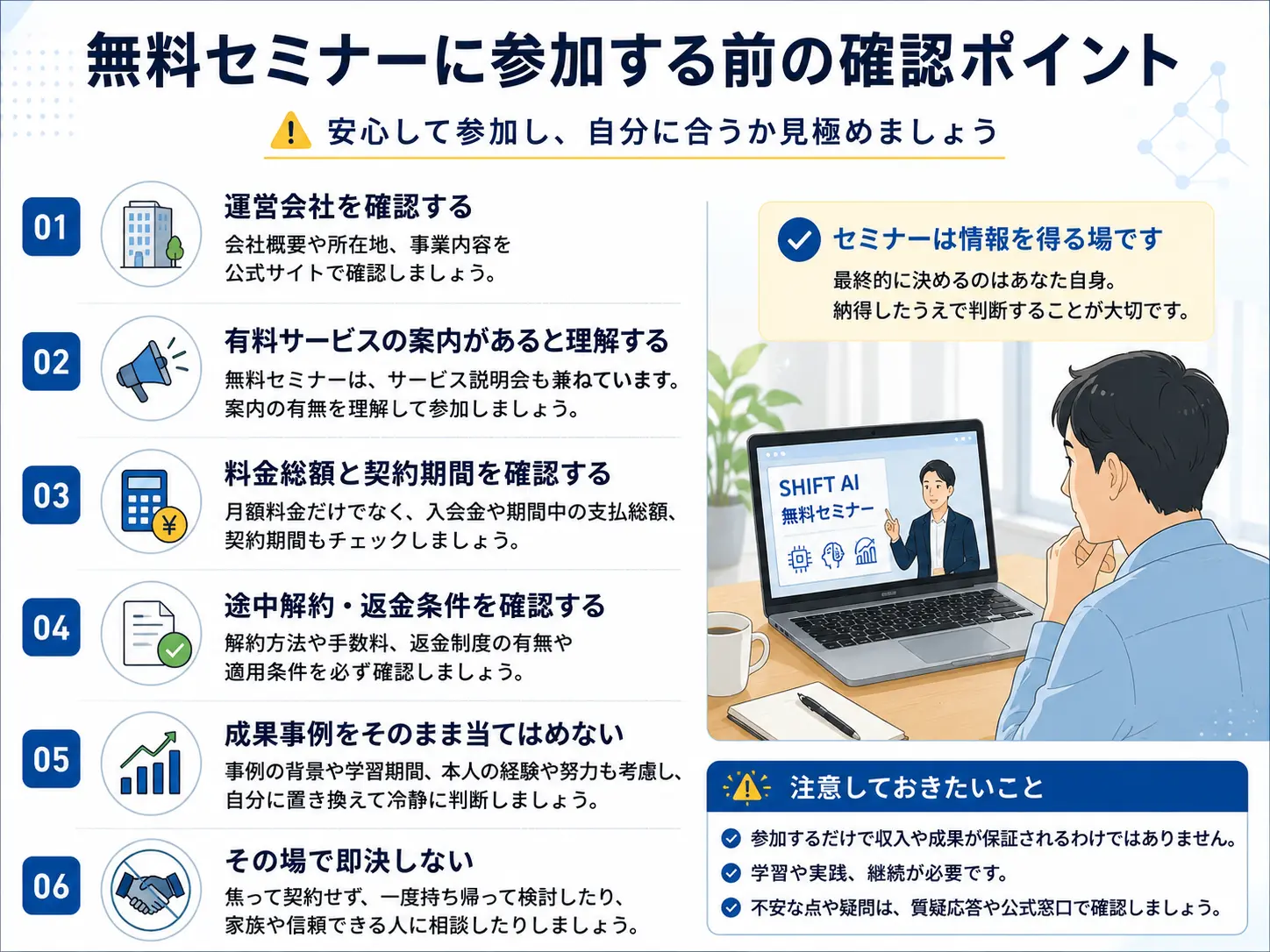 SHIFT AI無料セミナーに参加する前の確認ポイント